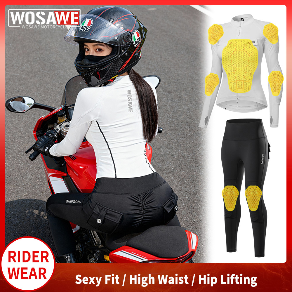 Motorcycle Gear Women Pants - WOSAWE Damen Motorradjacke und Hosen-Set mit