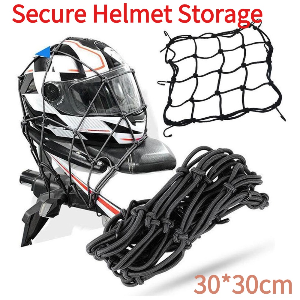 Motorcycle Gear Wall Mount - Universelles Motorrad-Gepäcknetz 30*30cm Helm-Gepäck-Aufbewahrungsnetz mit 6